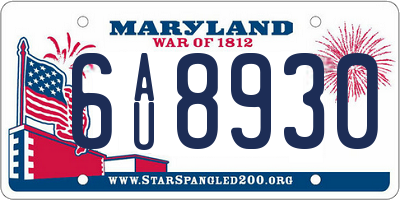 MD license plate 6AU8930