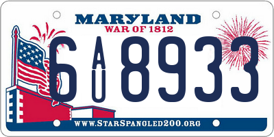 MD license plate 6AU8933