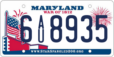 MD license plate 6AU8935