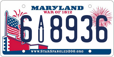 MD license plate 6AU8936