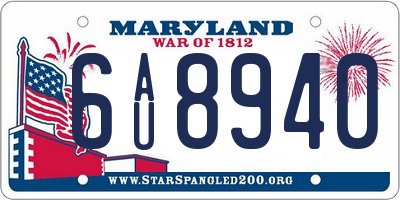 MD license plate 6AU8940