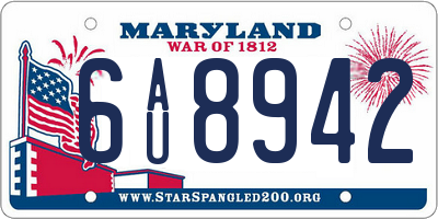 MD license plate 6AU8942
