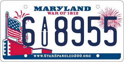 MD license plate 6AU8955