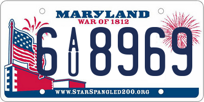 MD license plate 6AU8969