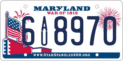 MD license plate 6AU8970
