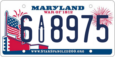 MD license plate 6AU8975