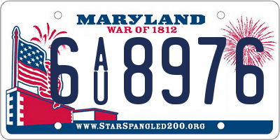 MD license plate 6AU8976