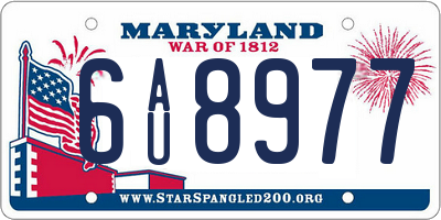 MD license plate 6AU8977