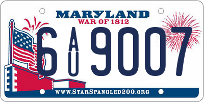 MD license plate 6AU9007