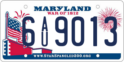 MD license plate 6AU9013