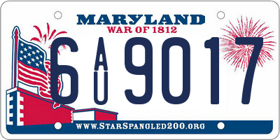 MD license plate 6AU9017