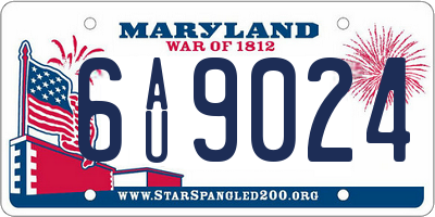 MD license plate 6AU9024