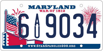 MD license plate 6AU9034