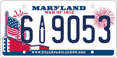 MD license plate 6AU9053
