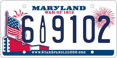 MD license plate 6AU9102