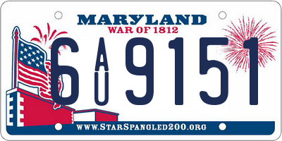 MD license plate 6AU9151
