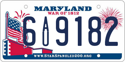 MD license plate 6AU9182