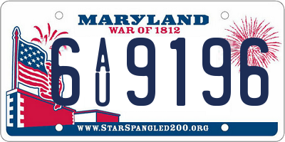MD license plate 6AU9196