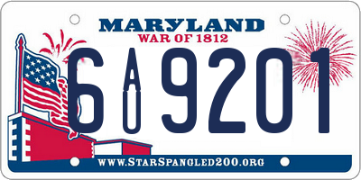 MD license plate 6AU9201