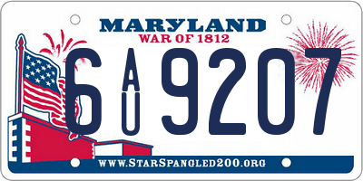 MD license plate 6AU9207