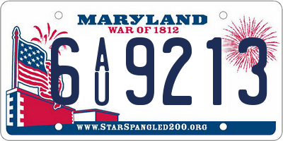 MD license plate 6AU9213
