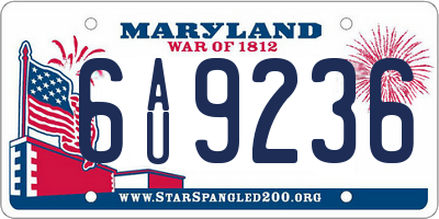 MD license plate 6AU9236