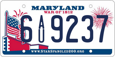 MD license plate 6AU9237