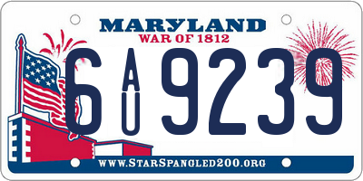 MD license plate 6AU9239