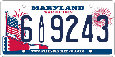 MD license plate 6AU9243