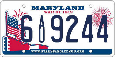 MD license plate 6AU9244