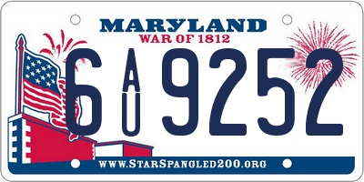 MD license plate 6AU9252