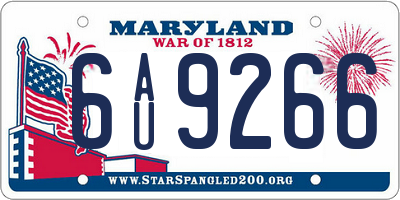 MD license plate 6AU9266