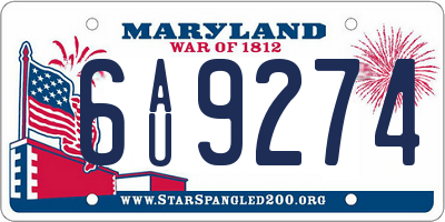 MD license plate 6AU9274