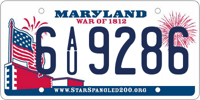MD license plate 6AU9286