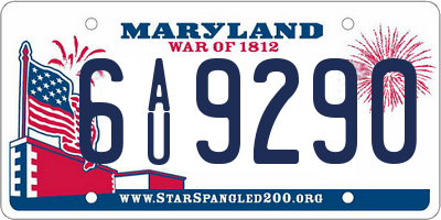 MD license plate 6AU9290