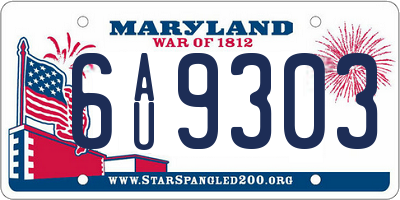 MD license plate 6AU9303