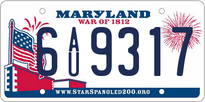 MD license plate 6AU9317