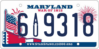 MD license plate 6AU9318
