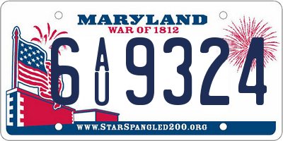 MD license plate 6AU9324