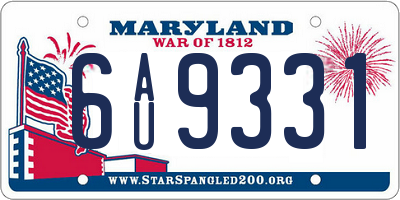 MD license plate 6AU9331