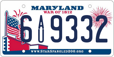 MD license plate 6AU9332