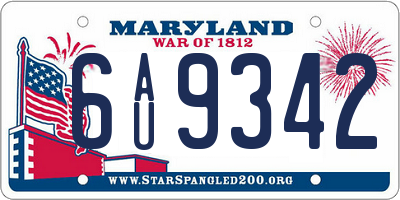 MD license plate 6AU9342