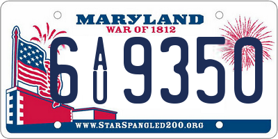 MD license plate 6AU9350