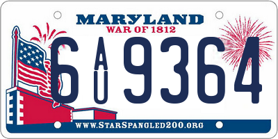 MD license plate 6AU9364