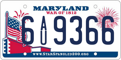 MD license plate 6AU9366