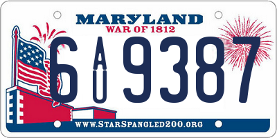 MD license plate 6AU9387
