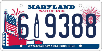 MD license plate 6AU9388