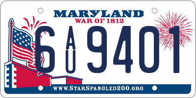 MD license plate 6AU9401