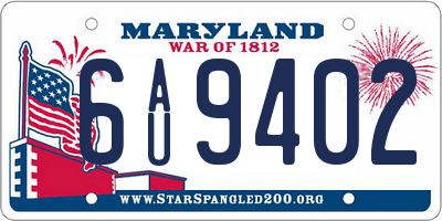 MD license plate 6AU9402