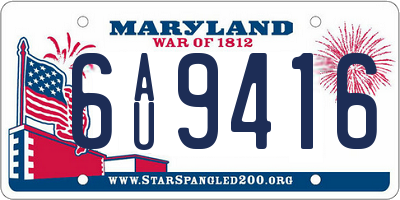 MD license plate 6AU9416